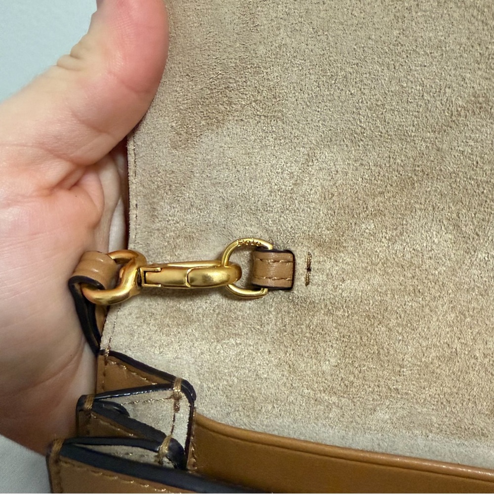 Polo Ralph Lauren Polo ID convertible leather clutch crossbody bag camel brown - Picture 12 of 15